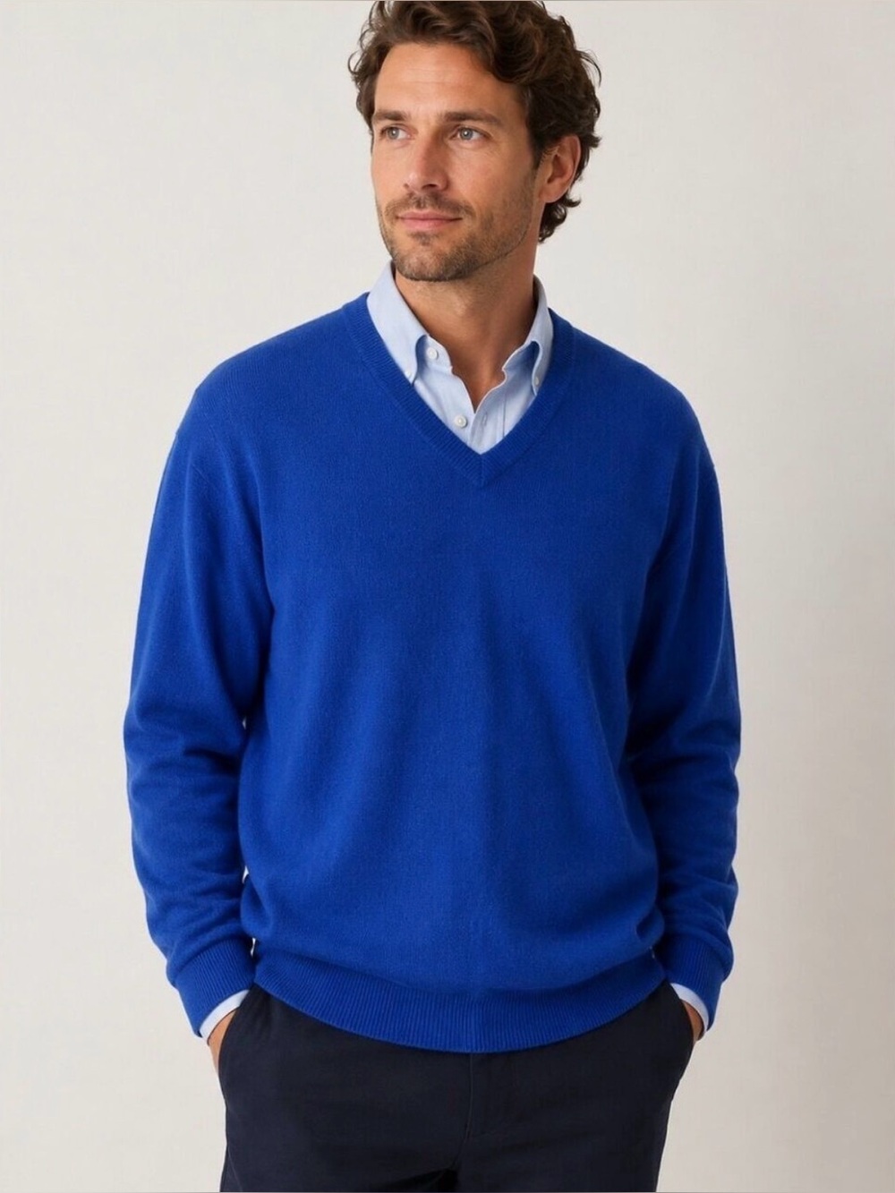 Club Room 100%
Cashmere V-Neck Sweater, Size
XXL Royal Blue